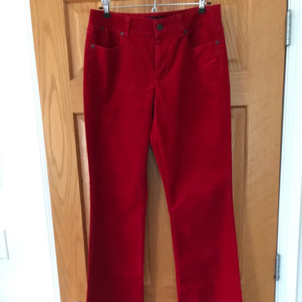 Talbots boot leg red cord pants
